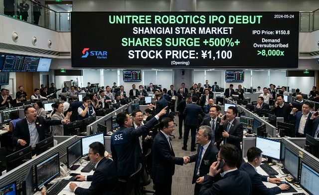 Акции Unitree выросли более чем на 500% в первый день торгов в Шанхае